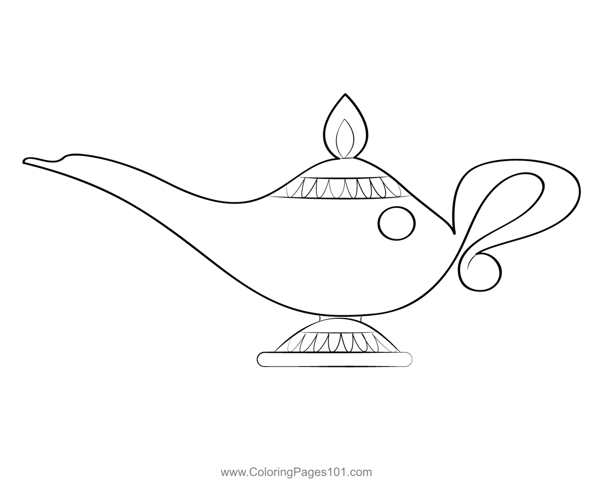 Magic Lamp Coloring Page for Kids - Free Aladdin Printable Coloring