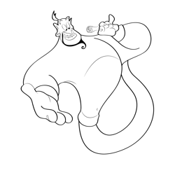 Smiling Genie Free Coloring Page for Kids