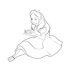 Alice Handling A Cup Free Coloring Page for Kids