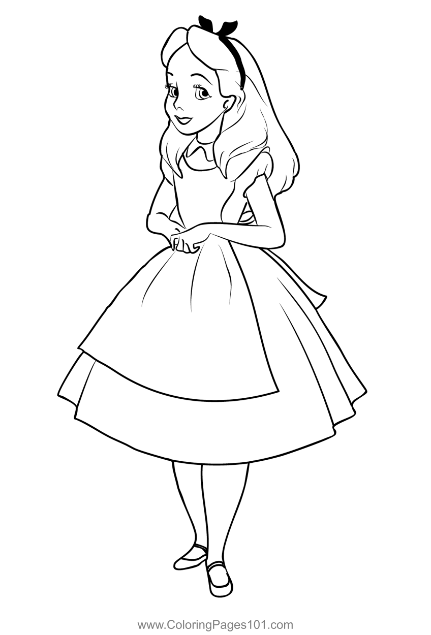 Alice In Wonderland 1 Coloring Page for Kids - Free Alice in Wonderland