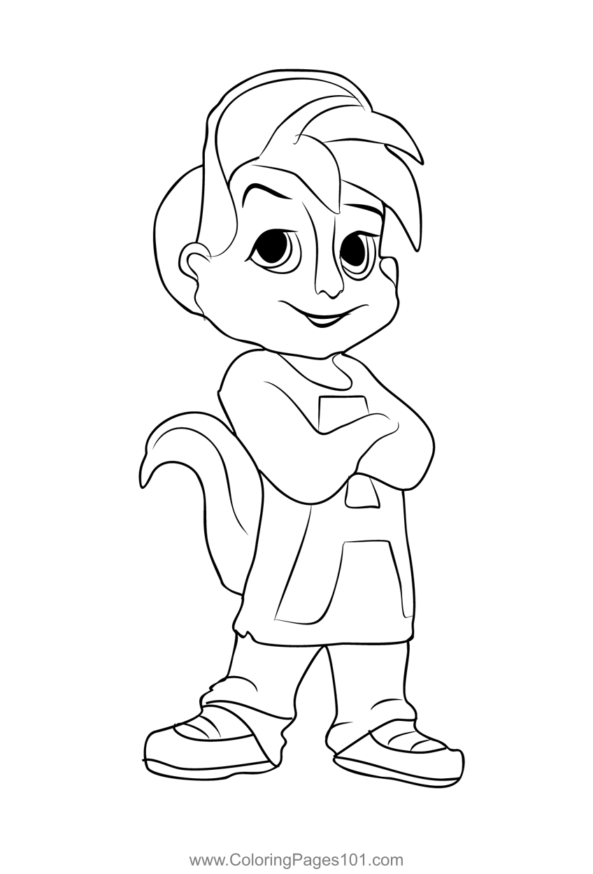 Alvin Chipmunk 1 Coloring Page for Kids - Free Alvin and the Chipmunks