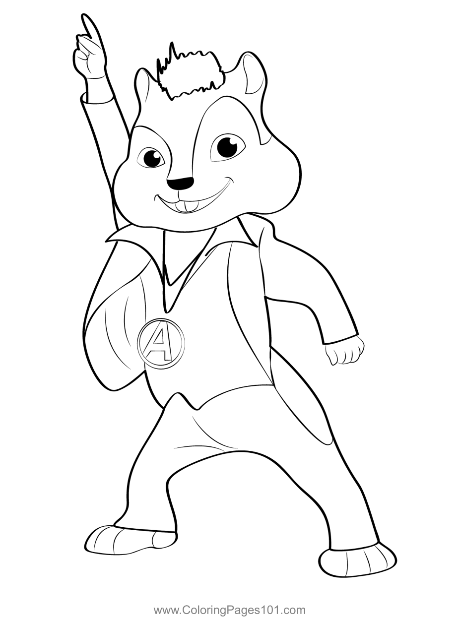Dancing Alvin Coloring Page for Kids - Free Alvin and the Chipmunks