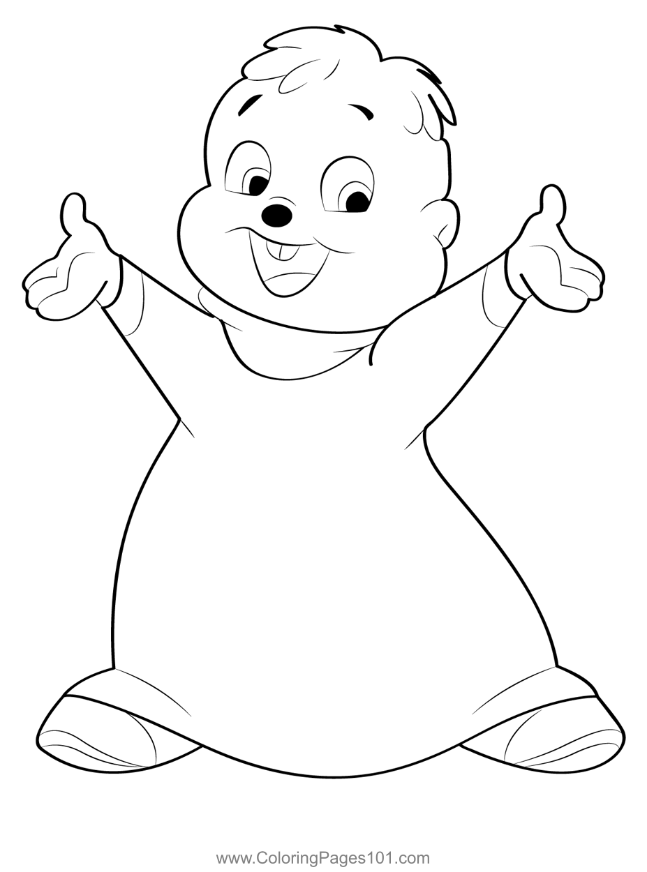 Happy Theodore Coloring Page for Kids - Free Alvin and the Chipmunks
