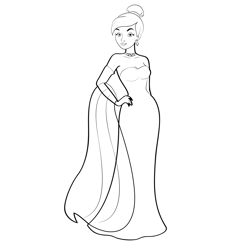 Princess Anastasia In Beautiful Dress Free Coloring Page for Kids