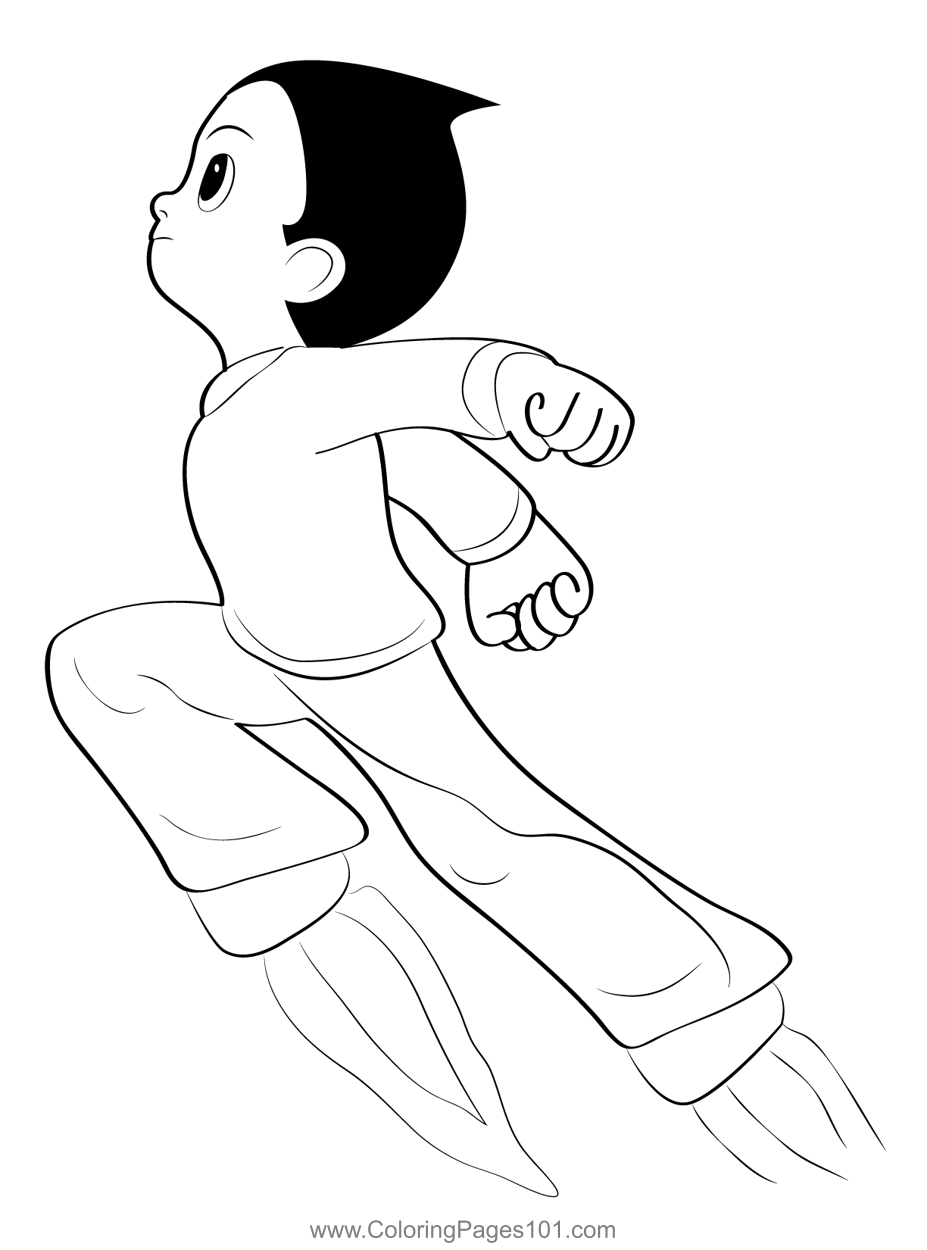 Astro Boy Flying With His Rocket Shoe