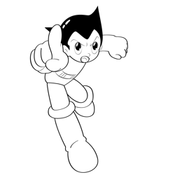 Astro Boy Pointing At Something Free Coloring Page for Kids