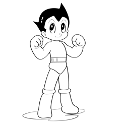 Astro Boy Standing In Attitude Free Coloring Page for Kids