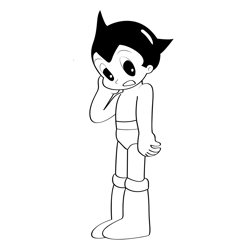Astro Boy Thinking Free Coloring Page for Kids