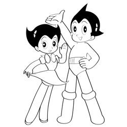 Astro Boy With Uran Free Coloring Page for Kids