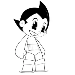 Cute Astro Boy Free Coloring Page for Kids