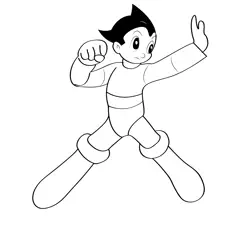 Fighting Astro Boy Free Coloring Page for Kids