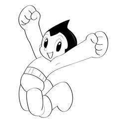 Happy Astro Boy Free Coloring Page for Kids