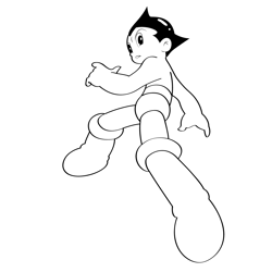 Jumping Astro Boy Free Coloring Page for Kids