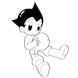 Little Astro Boy Playing With Balloon Free Coloring Page for Kids