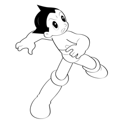 Looking Up Astro Boy Free Coloring Page for Kids