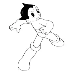 Looking Up Astro Boy Free Coloring Page for Kids