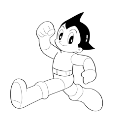 Running Astro Boy Free Coloring Page for Kids