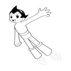 Smiling Astro Boy Free Coloring Page for Kids