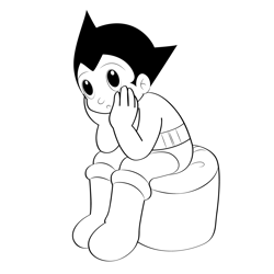 Thinking Astro Boy Free Coloring Page for Kids
