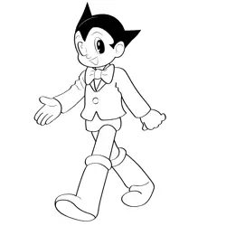 Walking Astro Boy Free Coloring Page for Kids