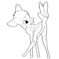 Bambi And Butterfly Free Coloring Page for Kids