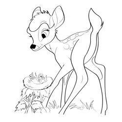 Bambi Looking Bird Nest Free Coloring Page for Kids
