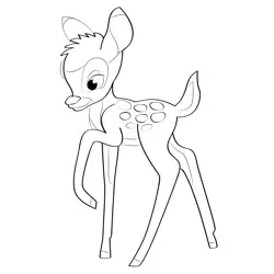 Bambi Walking Free Coloring Page for Kids