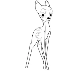 Cute Lovely Bambi Free Coloring Page for Kids