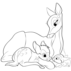 Enjoying Bambi Free Coloring Page for Kids