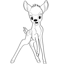 Happy Bambi Free Coloring Page for Kids