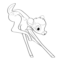 Jumping Bambi Free Coloring Page for Kids