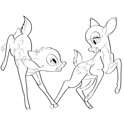 Ronno And Bambi Playing Free Coloring Page for Kids
