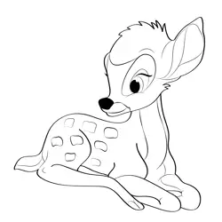 Sitting Bembi Free Coloring Page for Kids