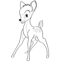 Smiling Bambi Free Coloring Page for Kids