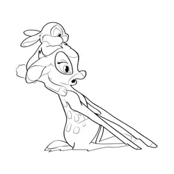 Thumper Sitting On Bambi Head Free Coloring Page for Kids