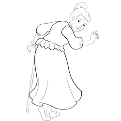 Aged Granny Free Coloring Page for Kids