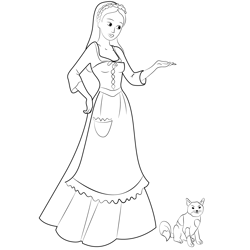 Barbie And Cat Free Coloring Page for Kids