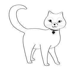 Cute Cat Free Coloring Page for Kids