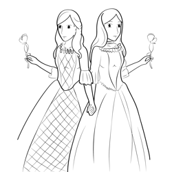 The Princess With Flower Free Coloring Page for Kids