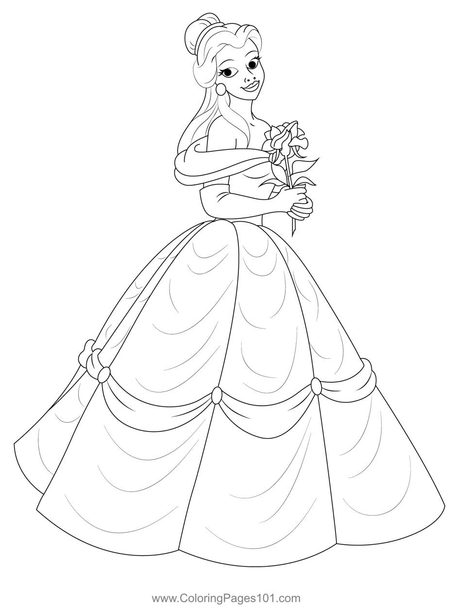 Beautifull Princess Coloring Page for Kids   Free Beauty and the ...
