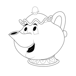 Smiling Mrs. Potts Free Coloring Page for Kids