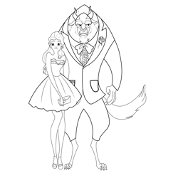 The Belle And The Beast Free Coloring Page for Kids