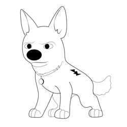 Staring Bolt Dog Free Coloring Page for Kids