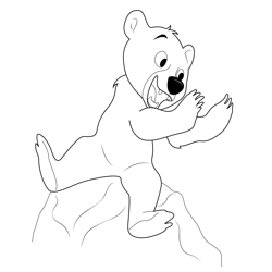 Llittle Bear Sitting On Big Stone Free Coloring Page for Kids
