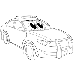 Police Cartoon Car Free Coloring Page for Kids