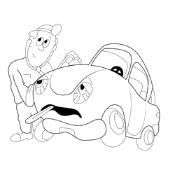 Sick Car Free Coloring Page for Kids