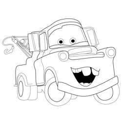 Tow Mater Cars Free Coloring Page for Kids