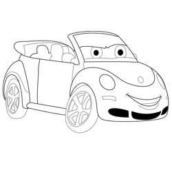 Vw Car Cartoon Free Coloring Page for Kids