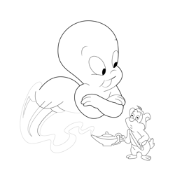 Casper As Genie Free Coloring Page for Kids