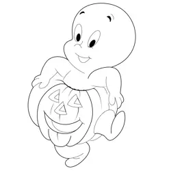 Casper As Halloween Pumpkin Free Coloring Page for Kids